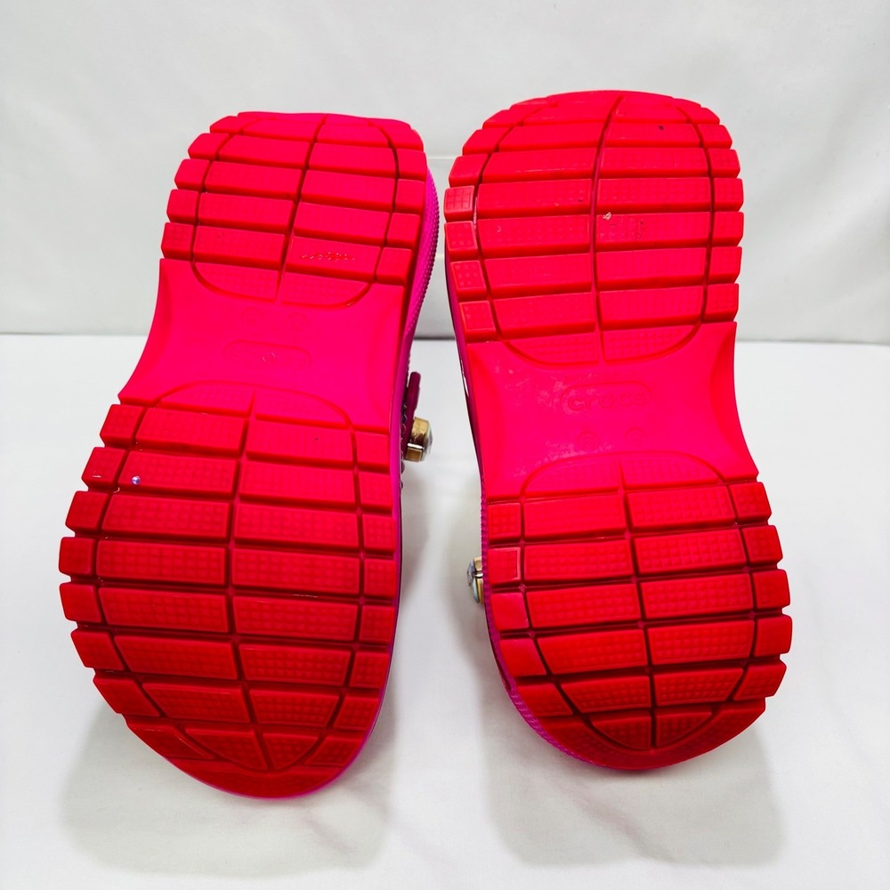 CROCS Pink Rhinestone Bejeweled Platform Mules - Picture 7 of 9